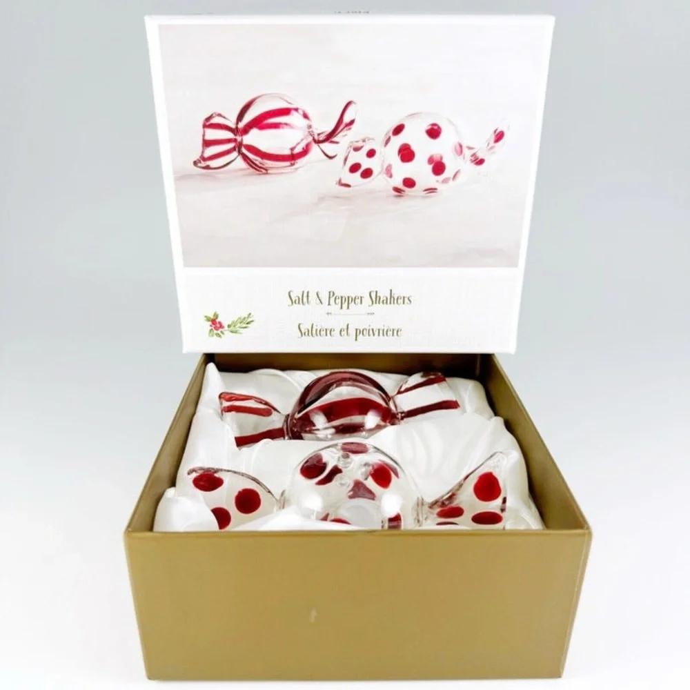 Pier 1 Red and White Candy Salt & Pepper Set